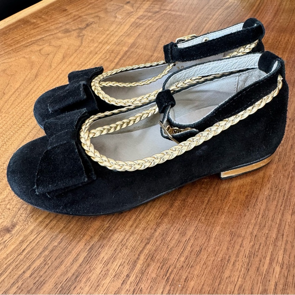 Girl's Empress Noir Suede Bow Mary Jane Dress Flats. Euro Size 30 / US 1… - Picture 5 of 15